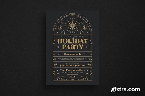 Gold Deco Holiday Party Event Flyer