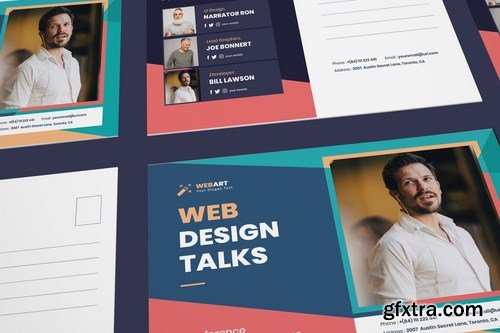 Conference Post Card PSD Template