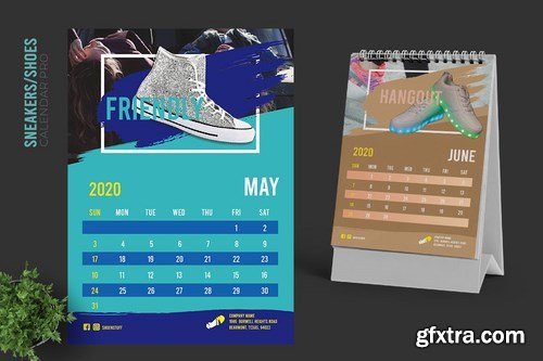 2020 Colorful Sneakers Sport Shoes Calendar Pro