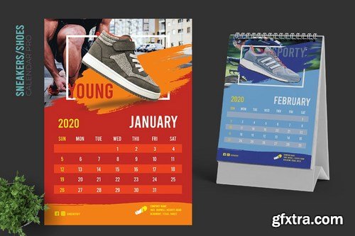 2020 Colorful Sneakers Sport Shoes Calendar Pro