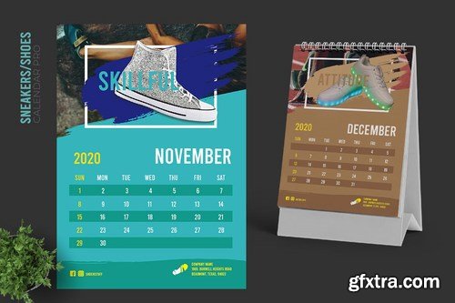 2020 Colorful Sneakers Sport Shoes Calendar Pro