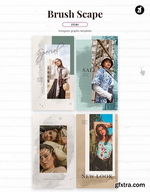 Brush scape social media graphic templates