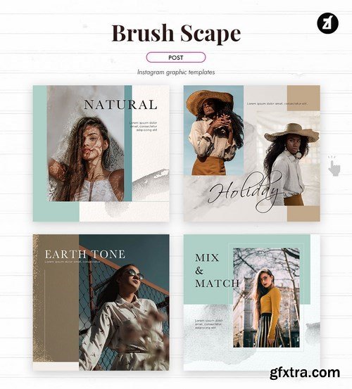 Brush scape social media graphic templates