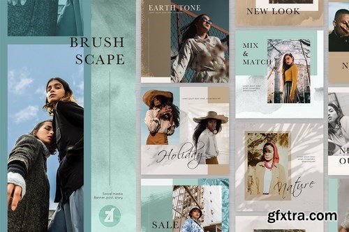 Brush scape social media graphic templates