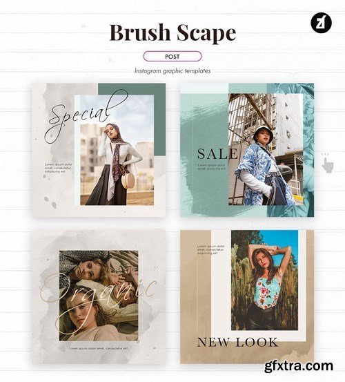 Brush scape social media graphic templates