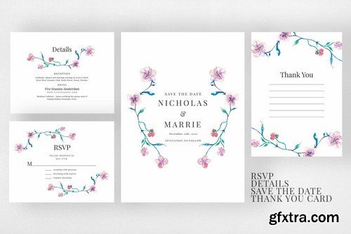 Watercolor Floral Wedding Suite