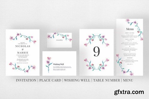 Watercolor Floral Wedding Suite