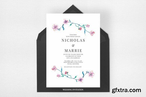 Watercolor Floral Wedding Suite