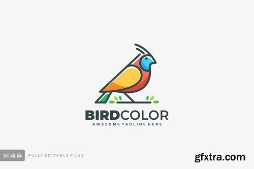 Bird Color Line Logo Vector Template