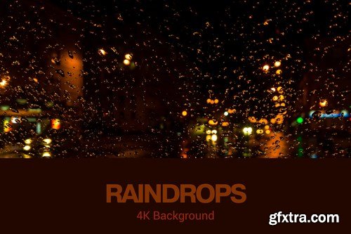 4K Raindrops on Window Background