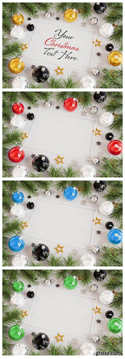 Christmas Card with Ornaments Mockup 232193854