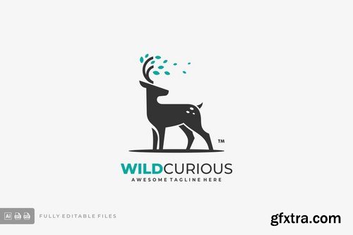 Deer with Leaves Logo Template