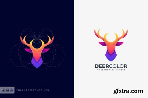 Deer Abstract Colorful With Grid Logo Template