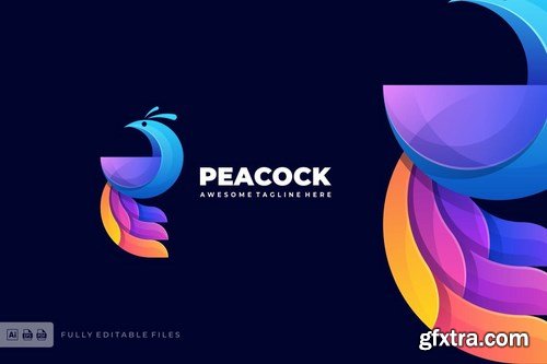 Peacock Bird Color Logo Template