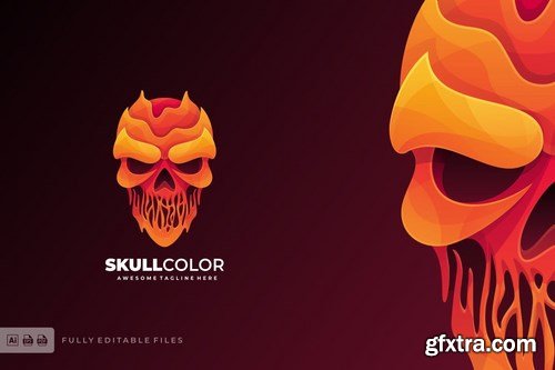 Skull Head Liquid Logo Template