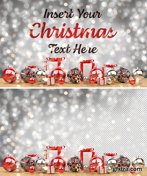 Christmas Card Mockup with Ornaments 305996055