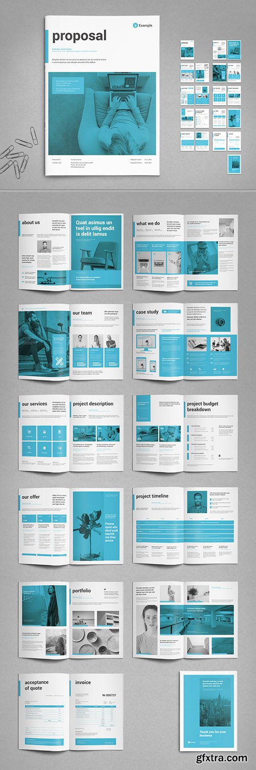 White and Cyan Blue Proposal Layout 306020680