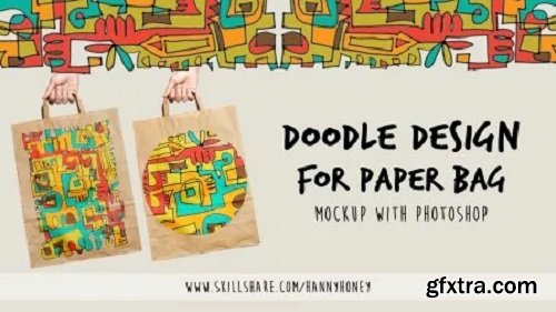 Doodle Design for Paper Bag Mockup with Photoshop