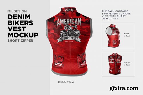 CreativeMarket - Denim Bikers Vest Mockup 3969189