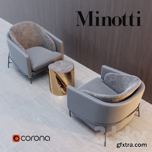  Armchair Minotti Fil Noir 3D model