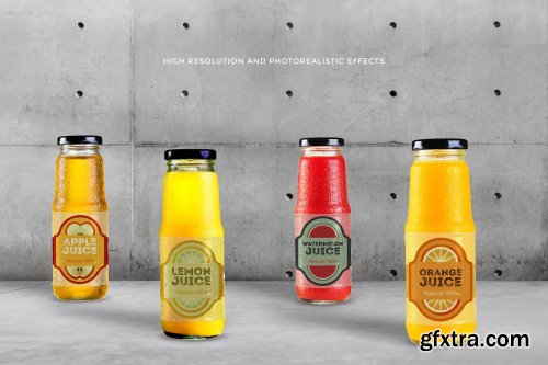 CreativeMarket - Fruit Juice Glass Container Mockup 4138030