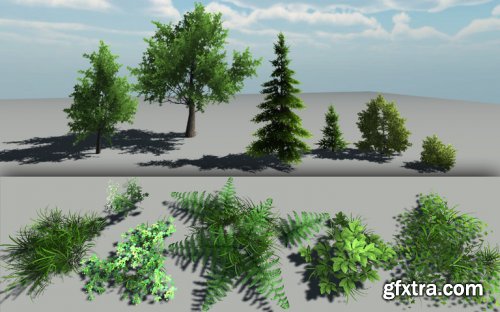 Lowpoly trees and grasses