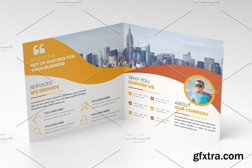 CreativeMarket - Square Bifold Brochure Template 4242459