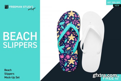 CreativeMarket - Beach Slippers Mock-Up Set 4234277 