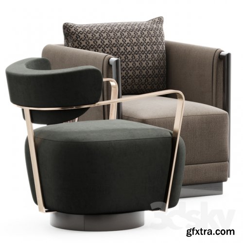 Caracole Chair Set 3D model