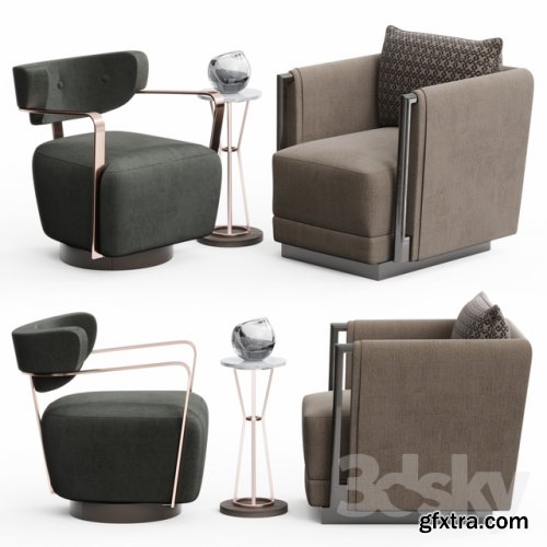 Caracole Chair Set 3D model