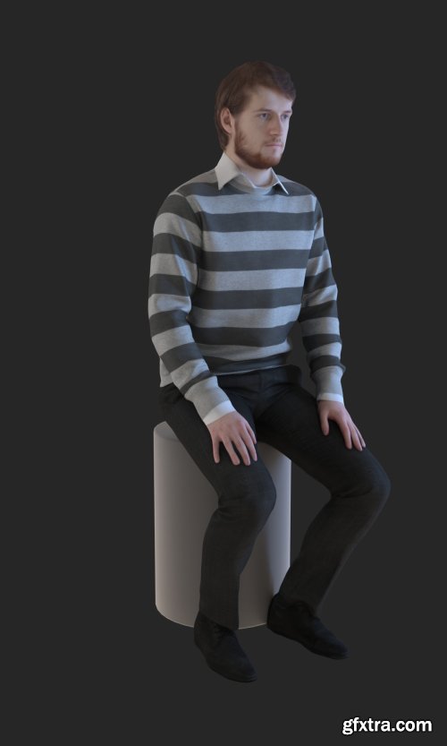 Casual Man Sitting 3d model