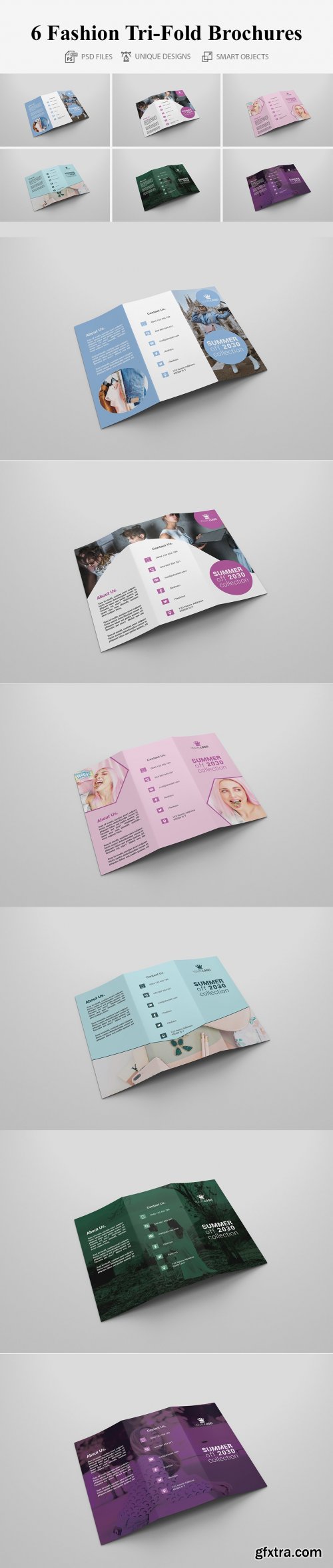 CreativeMarket - 6 Fashion Tri-fold Brochures 4160669