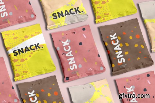 CreativeMarket - Snack Pouch Packaging Mockup 4130509