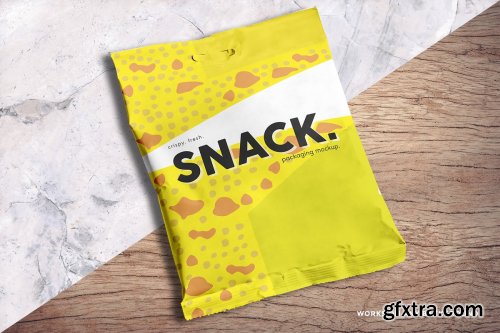 CreativeMarket - Snack Pouch Packaging Mockup 4130509