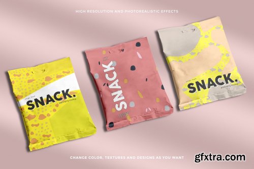 CreativeMarket - Snack Pouch Packaging Mockup 4130509