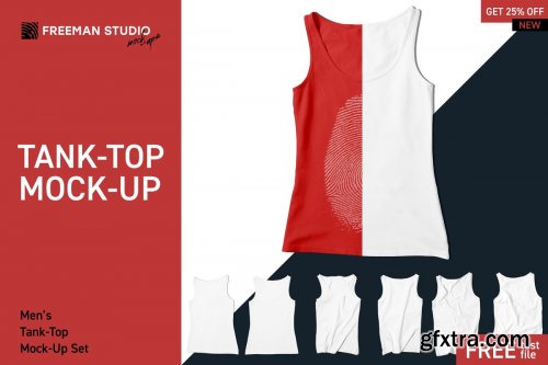 CreativeMarket - Men's Tank-Top Mock-Up Set 4192035