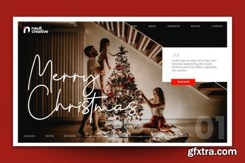 Merry Christmas Web Landing Page AI and PSD