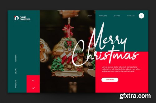 Merry Christmas Web Landing Page AI and PSD