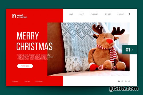 Merry Christmas Web Landing Page AI and PSD