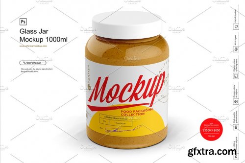 CreativeMarket - Glass Jar Mockup 1000ml 4278347