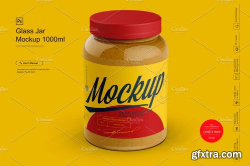 CreativeMarket - Glass Jar Mockup 1000ml 4278347