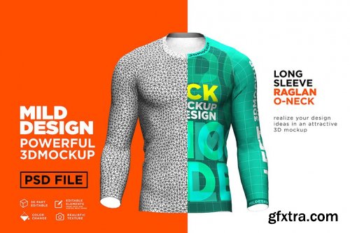 CreativeMarket - Raglan T-Shirt - 3D Mockup (Long) 4219008