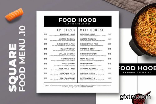 Square Food Menu. 10 