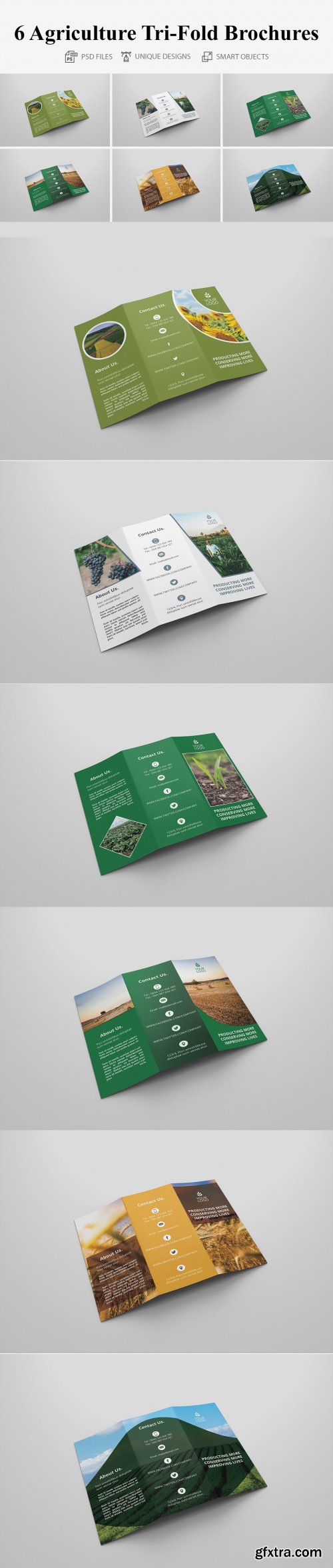 CreativeMarket - 6 Agriculture Tri Fold Bochures 4279178