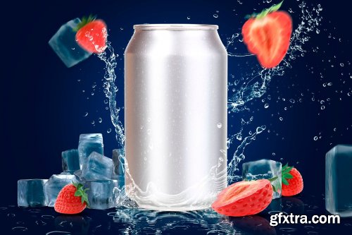 CreativeMarket - Tin Can Water Droplets Mockup 3753040