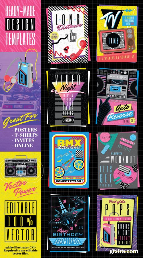 CreativeMarket - Retro Cool 1980s Poster Templates