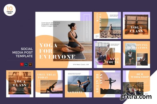 Yoga Class Social Media Kit PSD & AI