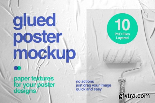 CreativeMarket - Glued Poster Mockup Collection 4327438