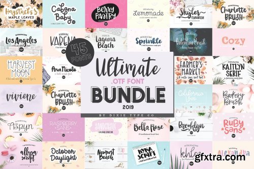 CreativeMarket - ULTIMATE .OTF FONT BUNDLE - 45 FONTS 4310717