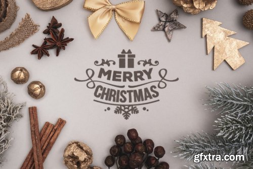 Natural Christmas background mockup